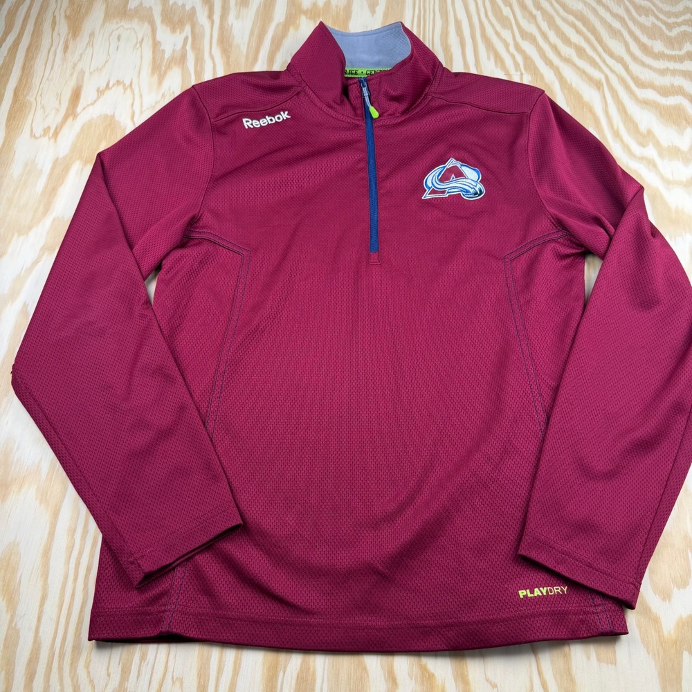 Reebok Colorado Avalanche NHL Center Ice Quarter Zip Pullover Maroon Mens Medium
